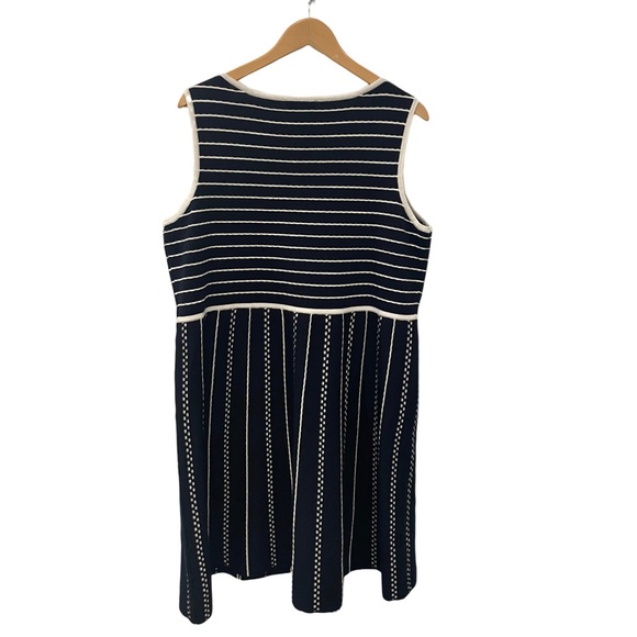 TOMMY HILFIGER Navy White Striped Fit & Flare Knitted Cotton Blend Dress Plus 1X - Picture 4 of 7